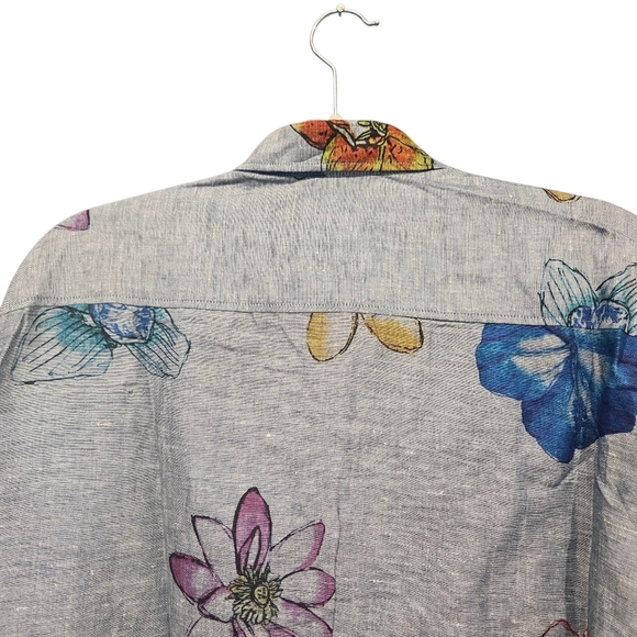Mens Haupt Germany XL Woven Linen Cotton Button Down Shirt Floral Modern Fit NWT - Picture 5 of 14
